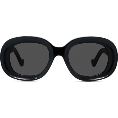Loewe Chunky Anagram Geometric Sunglasses, 49mm In Black/gray Solid