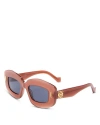 Loewe Chunky Anagram Rectangular Sunglasses, 49mm In Red/blue Solid