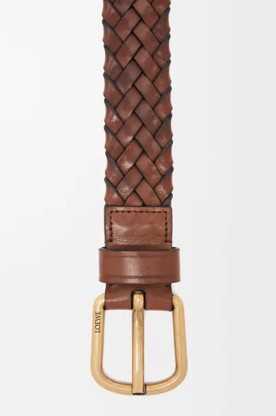 Loewe Chunky Woven Belt In Vegetable-tanned Leather Skin For Man In Gold