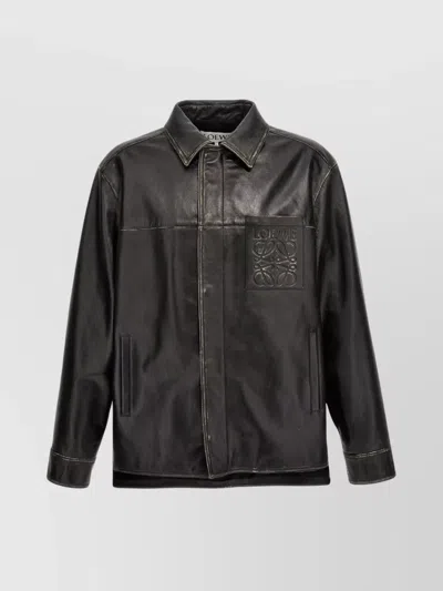 LOEWE 'CIPHER' FRONT POCKETS LEATHER OVERSHIRT