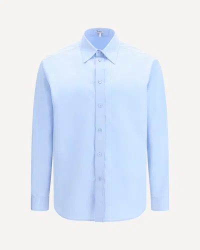 Loewe Classic Cotton Shirt With Embroidered Anagram Logo In Blue