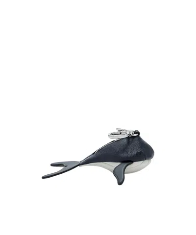 Loewe Classic Cowhide Leather Whale Charm In Black