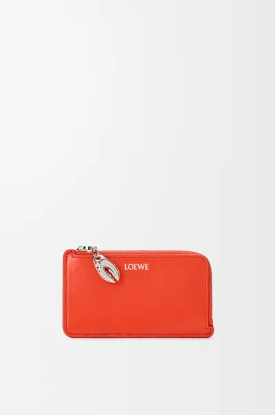 Loewe Claw Coin Cardholder In Glossy Lambskin For Woman In Vivid Orange