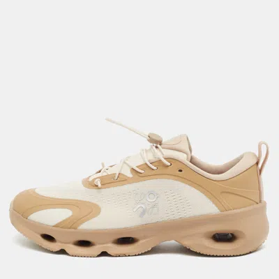 Pre-owned Loewe Cloudsolo Size 40 Brown/cream Knit Fabric Lace Up Sneakers