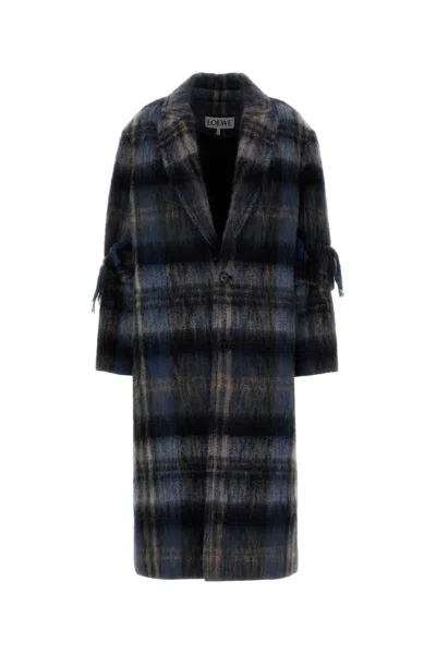 Loewe Embroidered Mohair Blend Coat In Multi