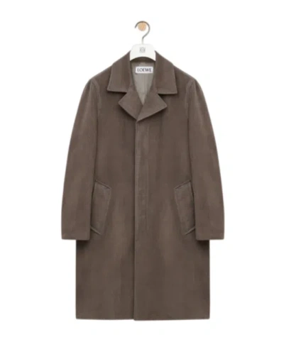 Loewe Coat In Cotton Blend In Brown
