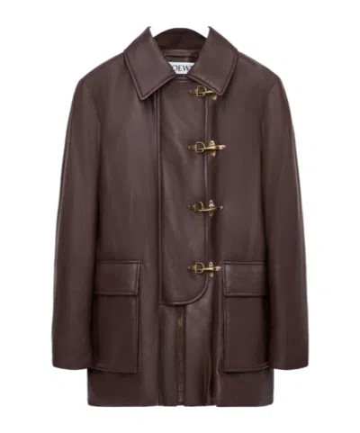 Loewe Coat In Nappa Lambskin In Brown