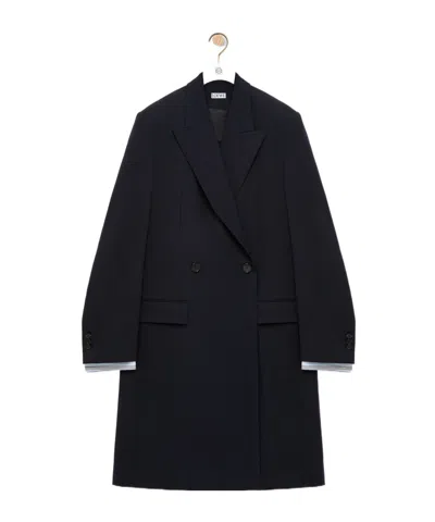 Loewe Coat In Wool In Blue