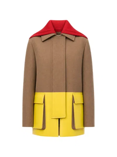 Loewe Coat In Wool In Brown