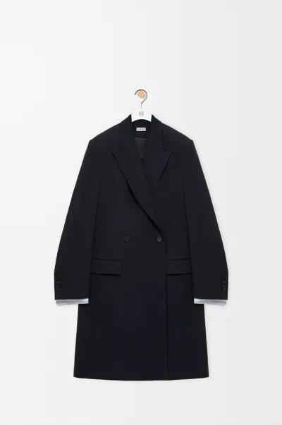 Loewe Coat In Wool Size: 44 For Man In Dark Navy