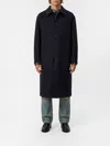 Loewe Wool Blend Long Coat Back Vent In Blue