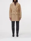 Loewe Womens Camel Double-breasted Notched-collar Wool Jacket In Brown