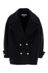 Loewe Wool Coat Double-breasted Design Notched Lapels In Black