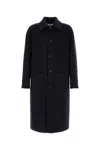 Loewe Wool Blend Long Coat Back Vent In Blue