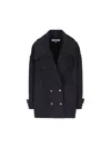 Loewe Pebble Double-breasted Wool Peacoat In Blue
