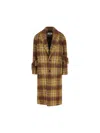 Loewe Plaid Oversized Alpaca-wool Coat In Brown