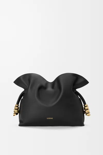 Loewe Medium Coil Flamenco Clutch In Nappa Leather Skin For Woman In Black