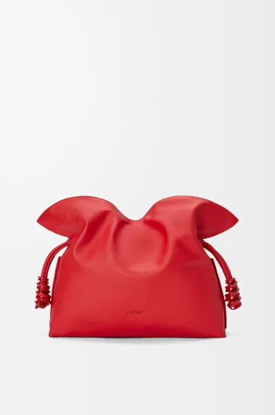 Loewe Medium Coil Flamenco Clutch In Nappa Leather Skin For Woman In Red