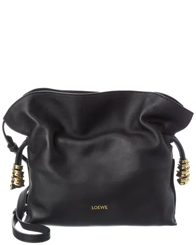 Loewe Coil Flamenco Mini Leather Clutch In Black