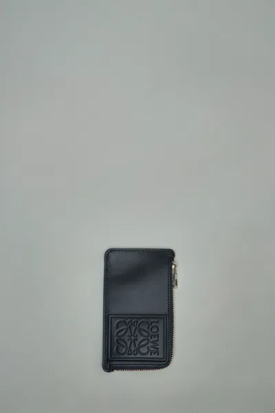 Loewe Coin Cardholder In Satin Calfskin In Black