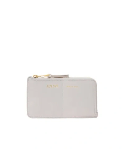 Loewe Coin Cardholder In Smooth And Grained Calfskin In White