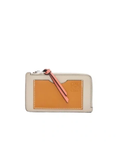 Loewe Coin Cardholder In Soft Grained Calfskin In White