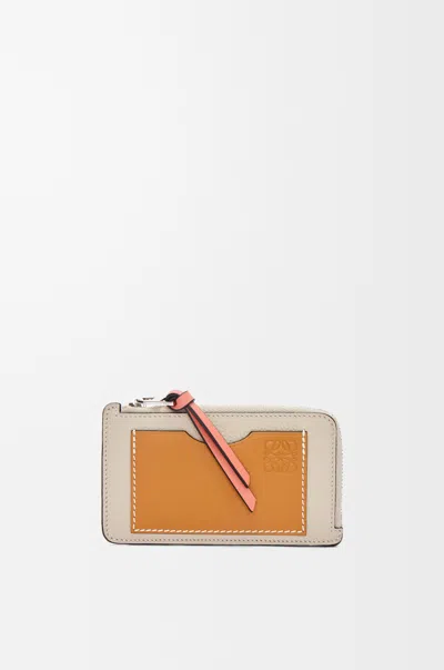 Loewe Coin Cardholder In Soft Grained Leather Skin For Woman In Light Oat/honey