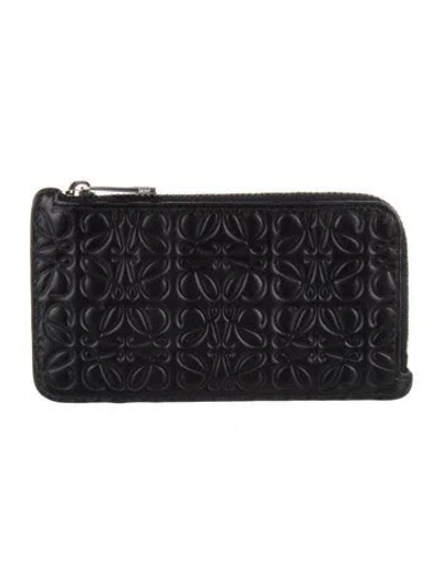 Pre-owned Loewe Coin Purse Leather Pouch In Black