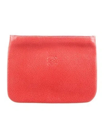 Pre-owned Loewe Coin Purse Leather Pouch In Red
