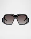 Loewe Anagram 61mm Gradient Geometric Sunglasses In Black