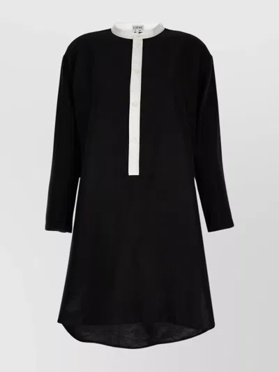 Loewe Collar Contrast High-low Hem Long Sleeves In Black