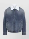 Loewe Collar Contrast Zip-up Jacket In Blue