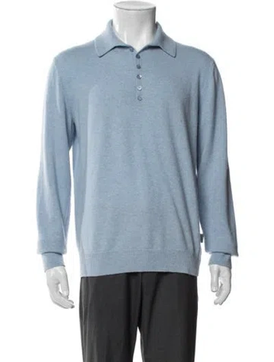 Pre-owned Loewe Collar Long Sleeve Polo Sweater In Blue