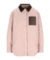 Loewe Collared Button-up Quilted Jacket In Pink