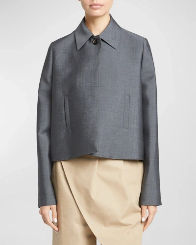 Loewe Collared Wool-blend Jacket In Charcoal M