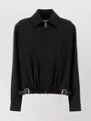 Loewe Collared Wool Blend Jacket With Adjustable Hem In Black
