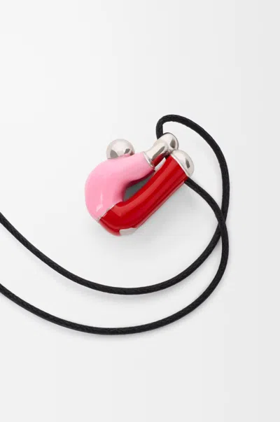 Loewe Hanging Acrobat Necklace In Sterling Silver And Enamel For Woman In Red