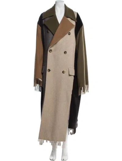 Pre-owned Loewe Colorblock Cashmere Trench Coat Cashmere Coat In Neutral
