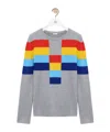 Loewe Striped Crew Neck Ribbed Sweater In Gray