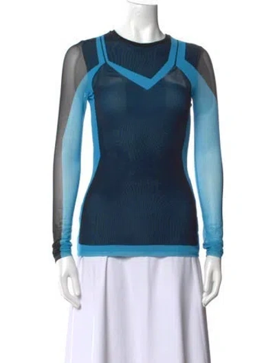 Pre-owned Loewe Colorblock Pattern Crew Neck Top In Blue