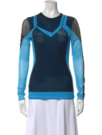 Pre-owned Loewe Colorblock Pattern Crew Neck Top In Blue