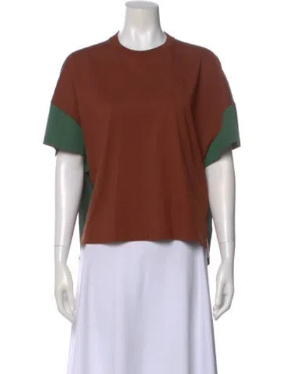 Pre-owned Loewe Colorblock Pattern Crew Neck T-shirt In Brown