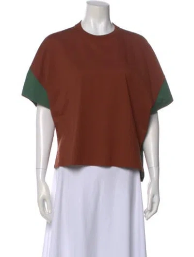 Pre-owned Loewe Colorblock Pattern Crew Neck T-shirt In Brown