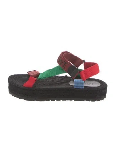 Pre-owned Loewe Colorblock Pattern Espadrilles In Burgundy