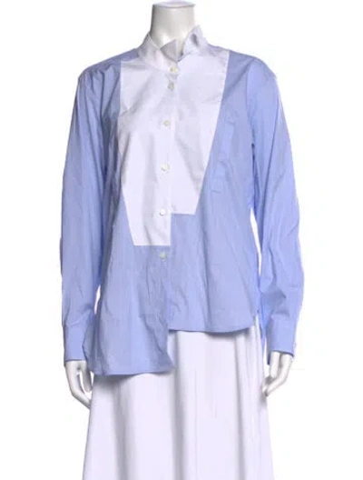 Pre-owned Loewe Colorblock Pattern Long Sleeve Button-up Top W/ Tags In Blue