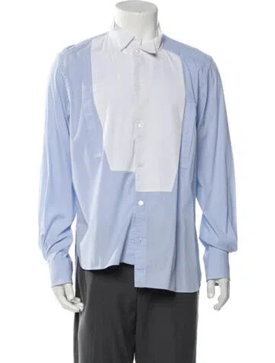 Pre-owned Loewe Colorblock Pattern Long Sleeve Dress Shirt In Blue