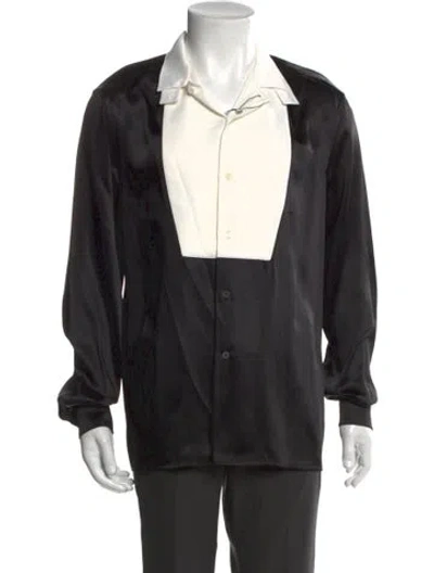 Pre-owned Loewe Colorblock Pattern Long Sleeve Shirt In Black