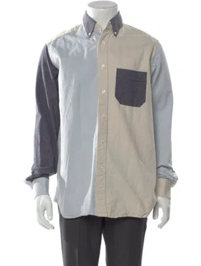 Pre-owned Loewe Colorblock Pattern Long Sleeve Shirt In Blue