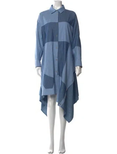 Pre-owned Loewe Colorblock Pattern Midi Length Dress In Blue