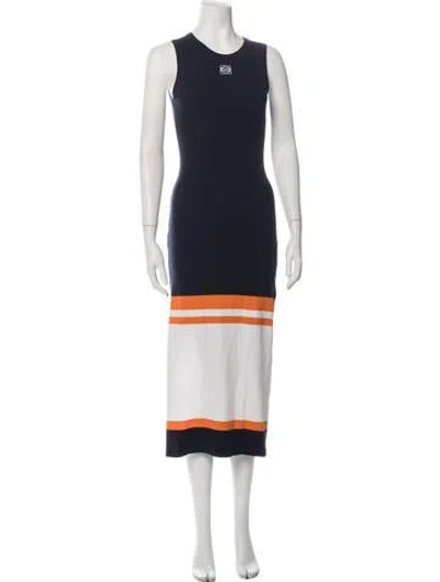 Pre-owned Loewe Colorblock Pattern Midi Length Dress In Blue